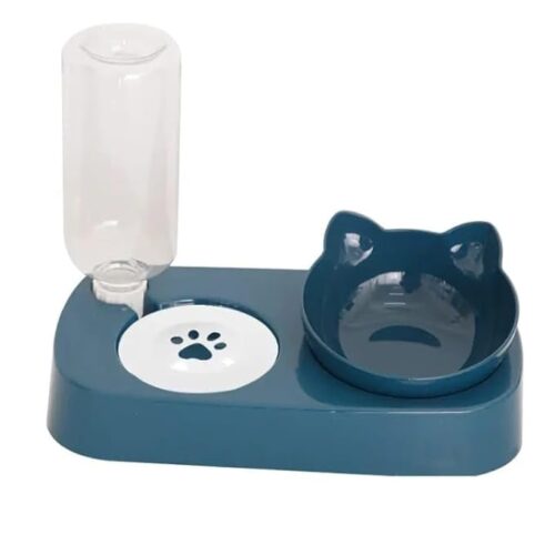 Cat bowl set and water dispenser combo keeps everything at one place perfect for dry/wet food while dispenser provides steady flow of fresh water