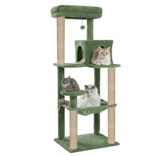 Cat tree house is a multi-level play and rest structure designed for climbing, scratching it satisfies cat’s natural instincts keeping them entertained.
