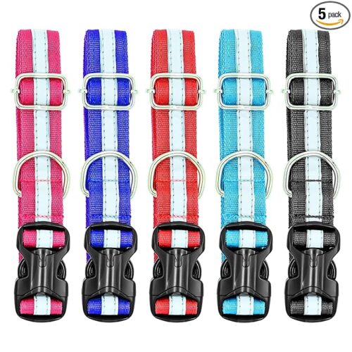 Nylon dog collars are essential accessories used for identification, control, and style. feature adjustable straps for a comfortable fit.