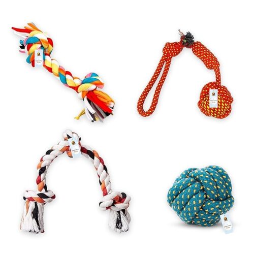 Durable puppy chew toys strong & this pet rope toy is perfect for tug-of-war, fetch chewing helps clean teeth & keeps dog mentally& physically active.