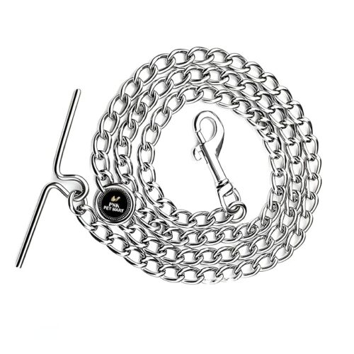 Collar and a leash heavy silver chain is a durable and strong lead designed for large or strong dogs. Made with tough materials,