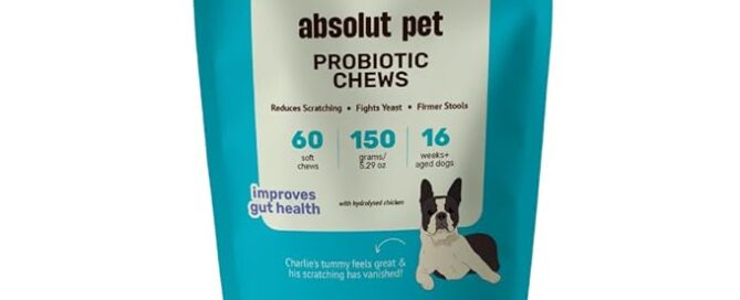 probiotics for dogs, gut health made with natural probiotics, fiber, and vitamins to support digestion, reduce bloating, improve stool quality, and enhance overall canine wellness.