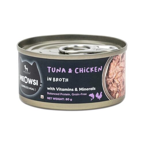 High quality canned cat food tuna & chicken flavour protein-rich nutrition, hydration, supports digestion, skin, coat, overall vitality, mealtime healthy