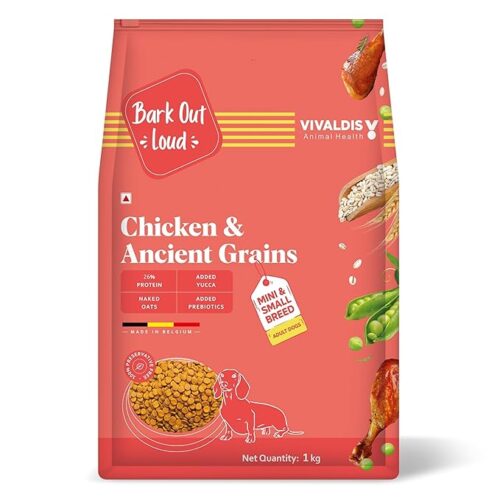 Premium dog food chicken & ancient grains: nutritious, protein-rich, and grain- formula supporting digestion, immunity, energy, and overall wellness.